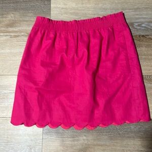 J Crew skirt.  Hot Pink linen blend.    Scallop edge